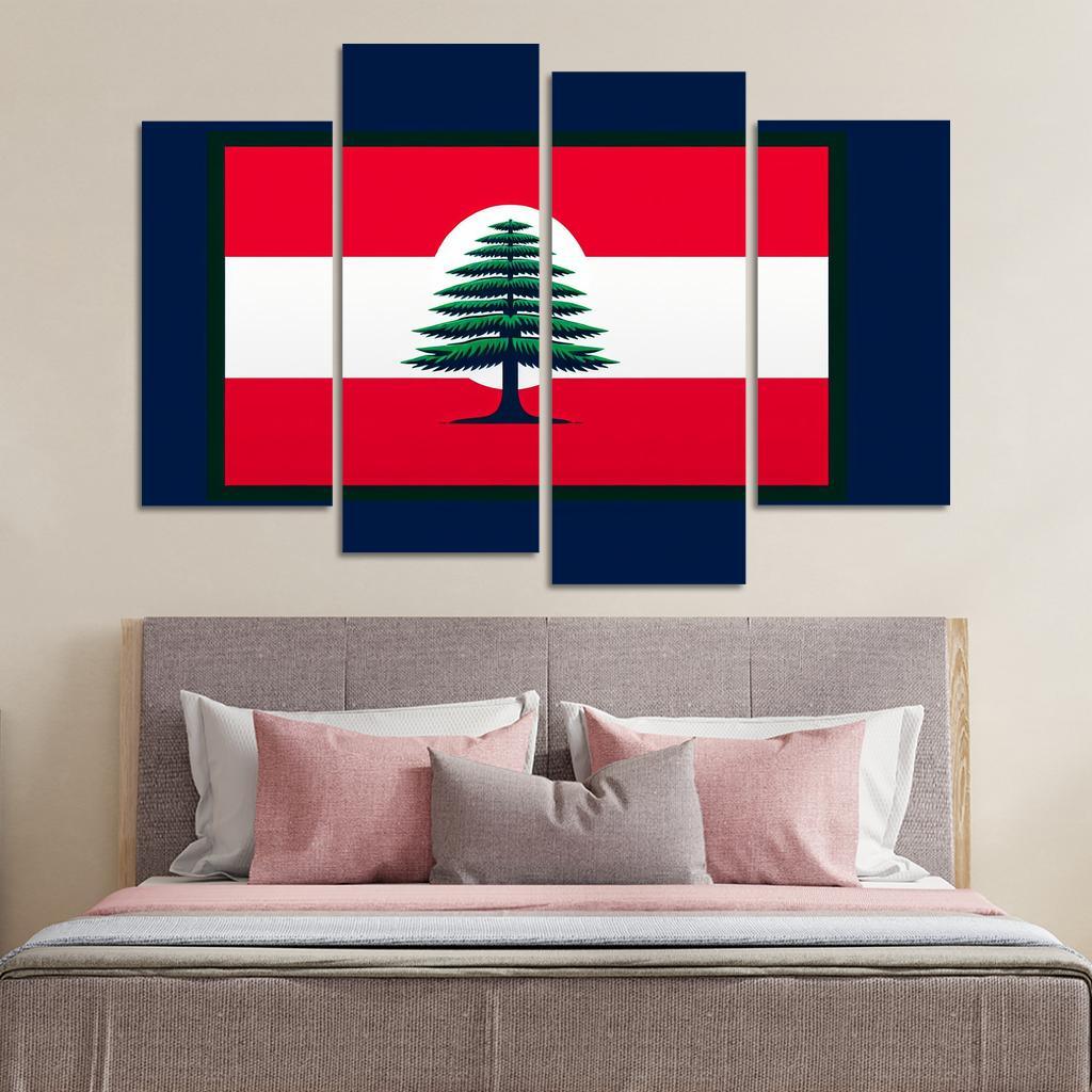Emblem of Resilience The Flag of Lebanon 4 Piece HD Canvas Wall Art-Original Frame
