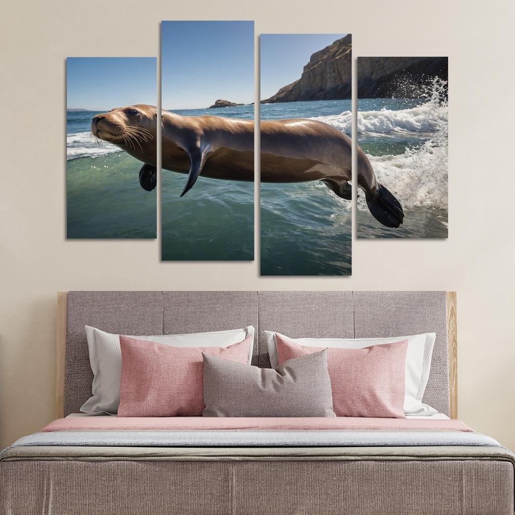The Playful Sea Lion Charismatic Acrobats Of The Coast Modern Paintings Frame