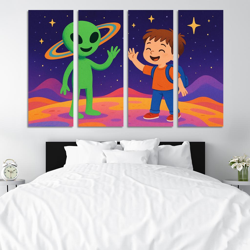 Alien Encounter - Outer Space Adventure Framed Paintings