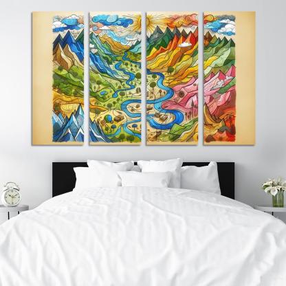 Emotional Cartography of the Heart 4 Piece HD Modern Canvas Panels-Original Frame