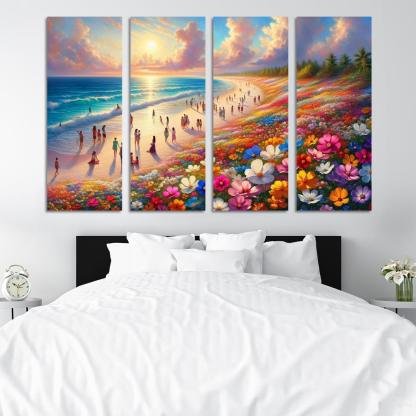 Wildflower Beach Natural Flora Haven Oil Paintings Frame
