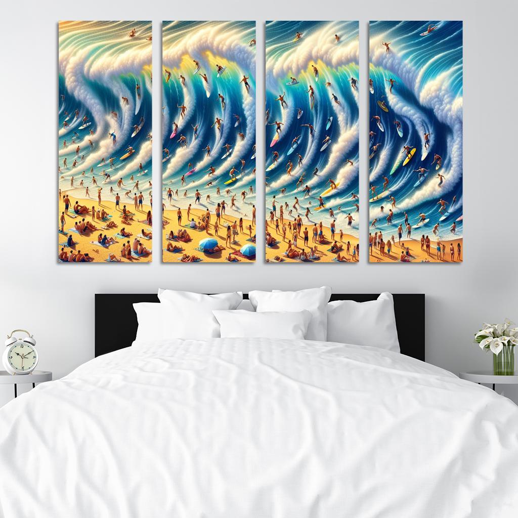 Cascading Waves A Surfing Hotspot Abstract Paintings Frame