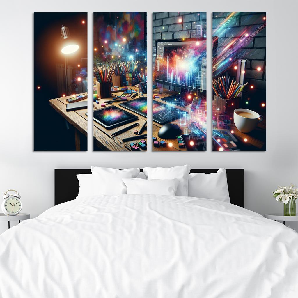 Digital Art Create Your Own Virtual Masterpieces 4 Piece HD Modern Canvas Panels-Original Frame