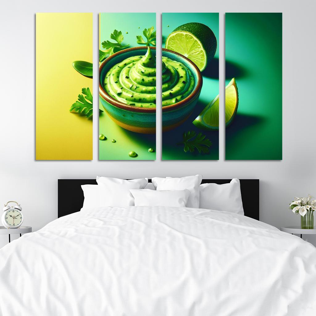 Creamy Avocado Lime Dressing 4 Piece HD Modern Canvas Panels-Original Frame