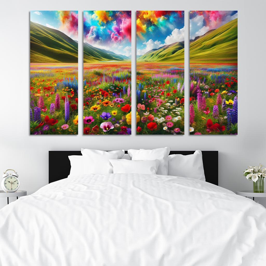 The Vibrant Blooms Of Rainbow Meadow Custom Paintings Frame