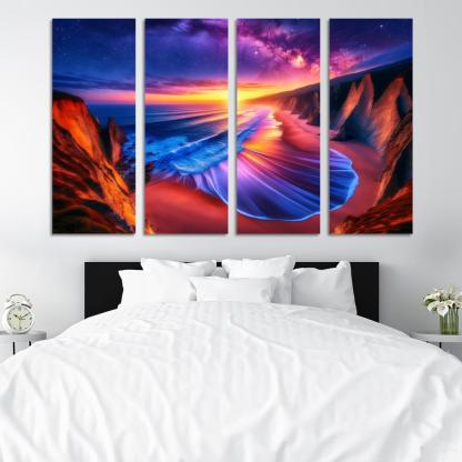 Sunset Palisade Beach Modern Paintings Frame