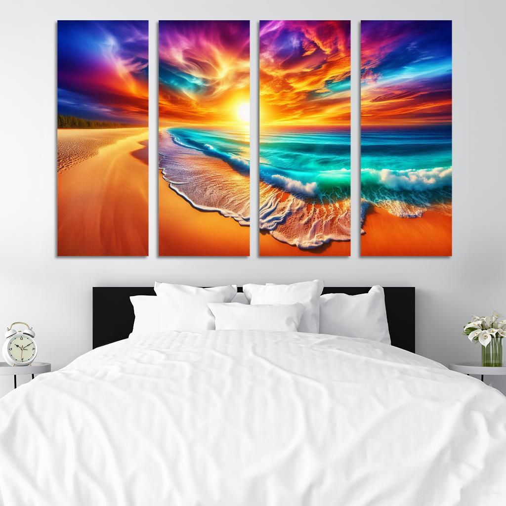 Golden Horizon Beach Modern Paintings Frame
