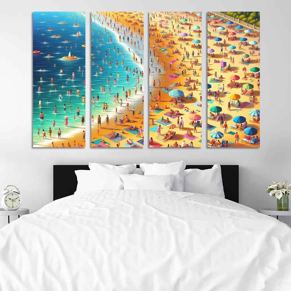 Sunny Shores Golden Beach Haven Abstract Paintings Frame