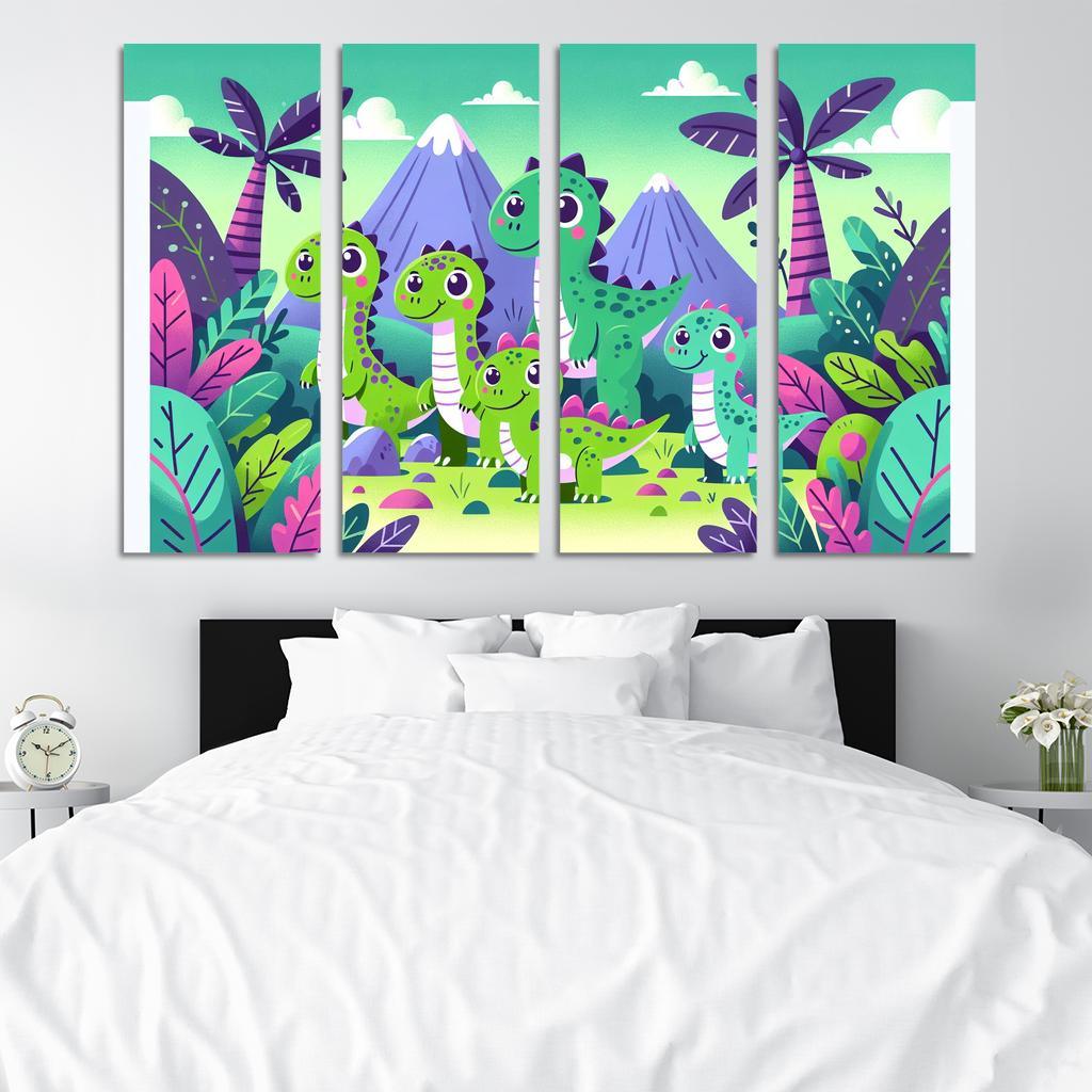 Daring Dinosaurs - Prehistoric Playground Framed Paintings