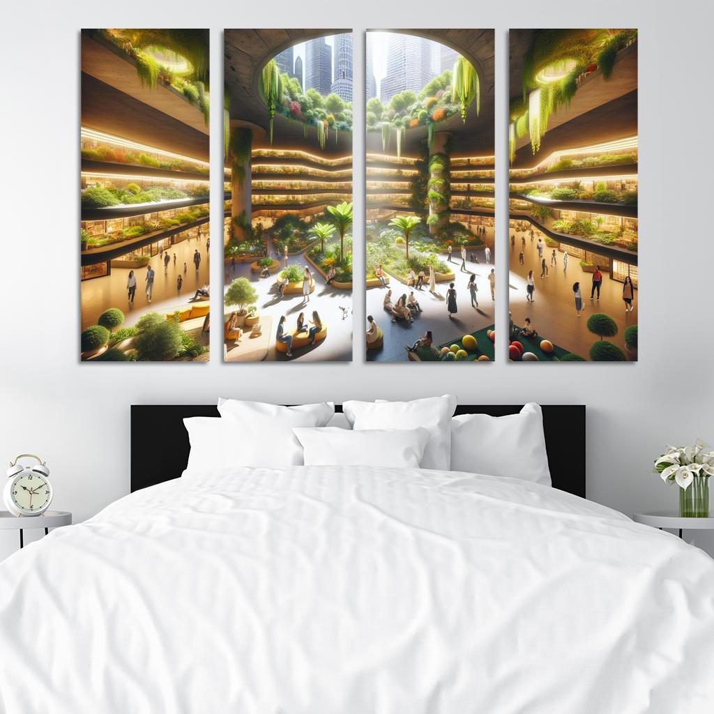 Underground Urban Oasis 4 Piece HD Modern Canvas Panels-Original Frame