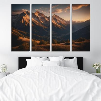 The Soft Glow Of Evening Mountain Shadows Oil Paintings Frame