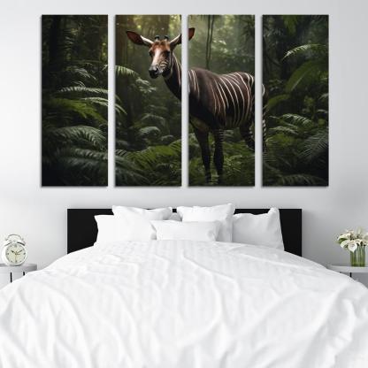 The Spectacular Okapi Forest Giraffe Canvas Paintings Frame
