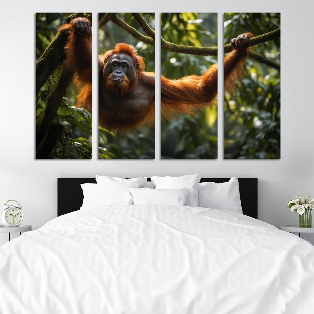 The Striking Bornean Orangutan The Gentle Giant Of The Jungle Modern Paintings Frame