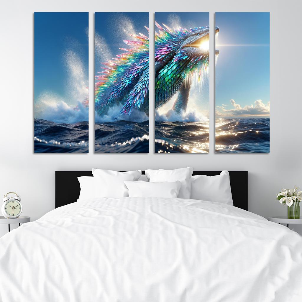 The Crystal Leviathan 4 Piece HD Modern Canvas Panels-Original Frame