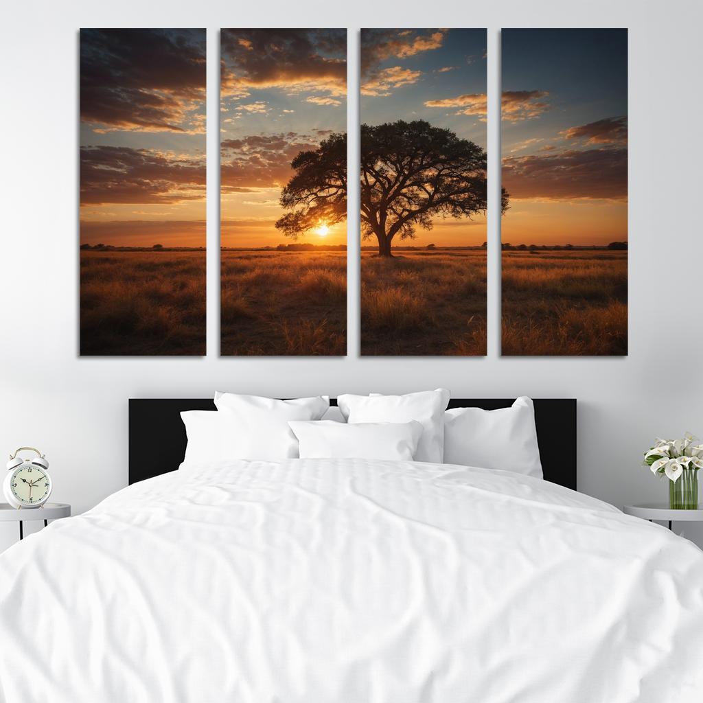 The Glowing Vistas Of Sunset Over The Plains Multi-panel Paintings