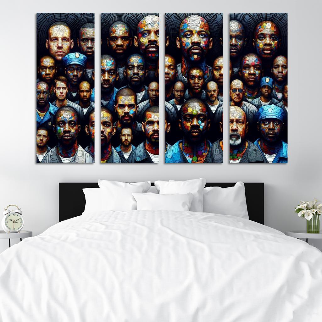 Echoes of Silence The Plight of the Incarcerated 4 Piece HD Modern Canvas Panels-Original Frame