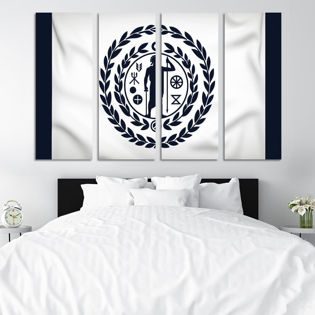 Stitching History The Flag of the Cherokee Nation 4 Piece HD Modern Canvas Panels-Original Frame