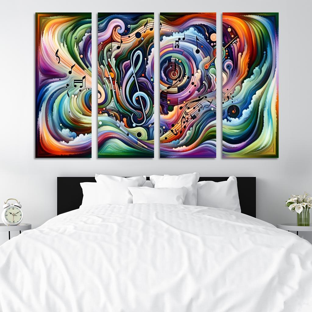 Magnetic Melody Ensemble 4 Piece HD Modern Canvas Panels-Original Frame