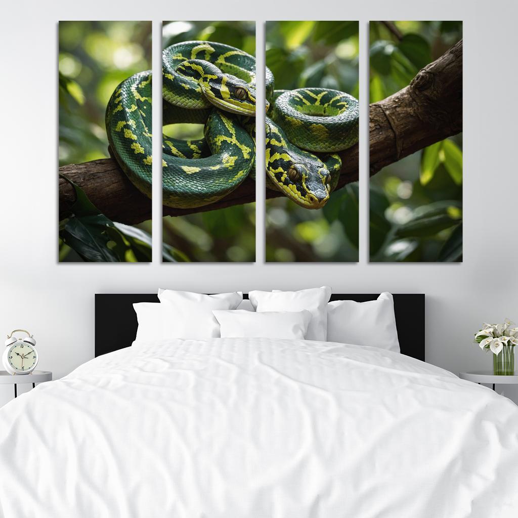 The Striking Green Tree Python An Arboreal Masterpiece Custom Paintings Frame