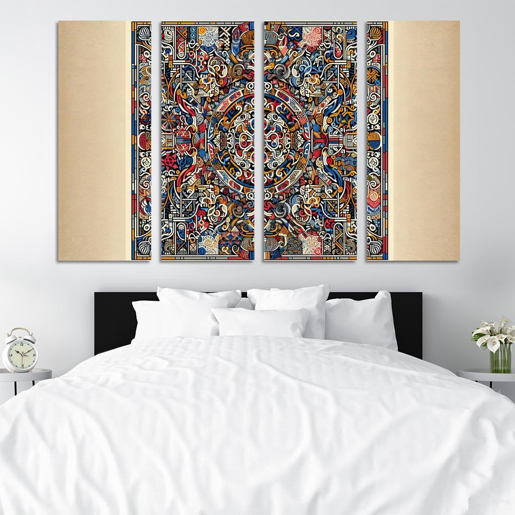 Cultural Mosaic Celebrating Diversity and Heritage 4 Piece HD Modern Canvas Panels-Original Frame