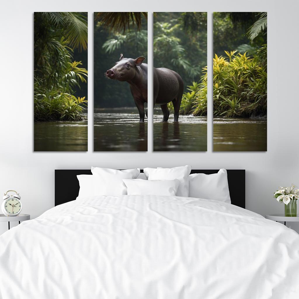 The Playful Baird's Tapir In The Rainforest Framed Paintings