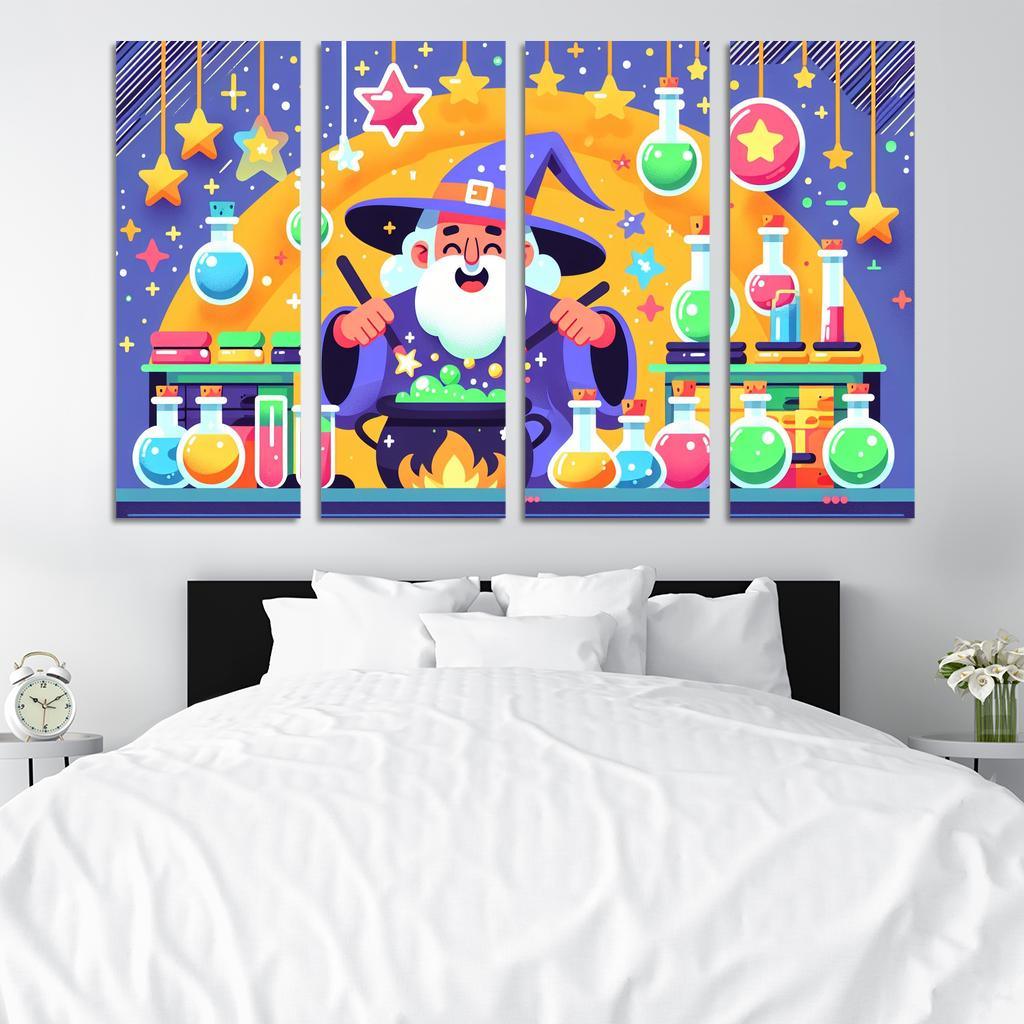 Whimsical Wizard Workshop 4 Piece HD Modern Canvas Panels-Original Frame