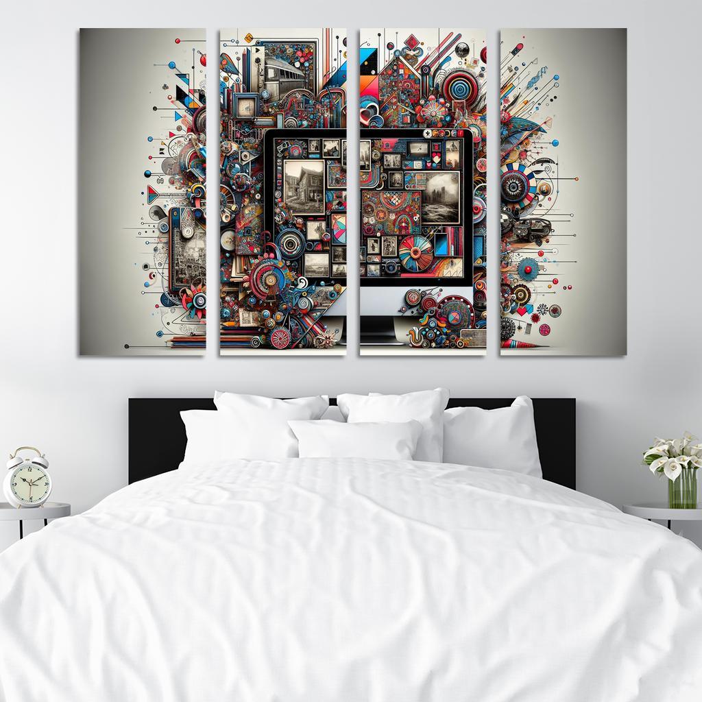 Digital Scrapbooking Preserving Memories Creatively 4 Piece HD Modern Canvas Panels-Original Frame