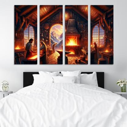 The Arcane Forge 4 Piece HD Modern Canvas Panels-Original Frame