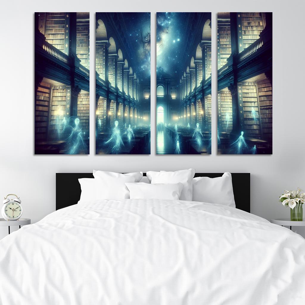 The Cosmic Library 4 Piece HD Modern Canvas Panels-Original Frame