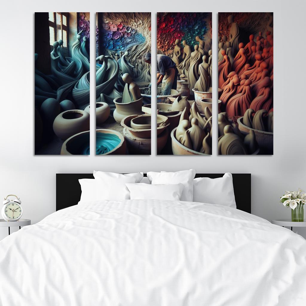 Sculpting Whispers of the Soul 4 Piece HD Modern Canvas Panels-Original Frame