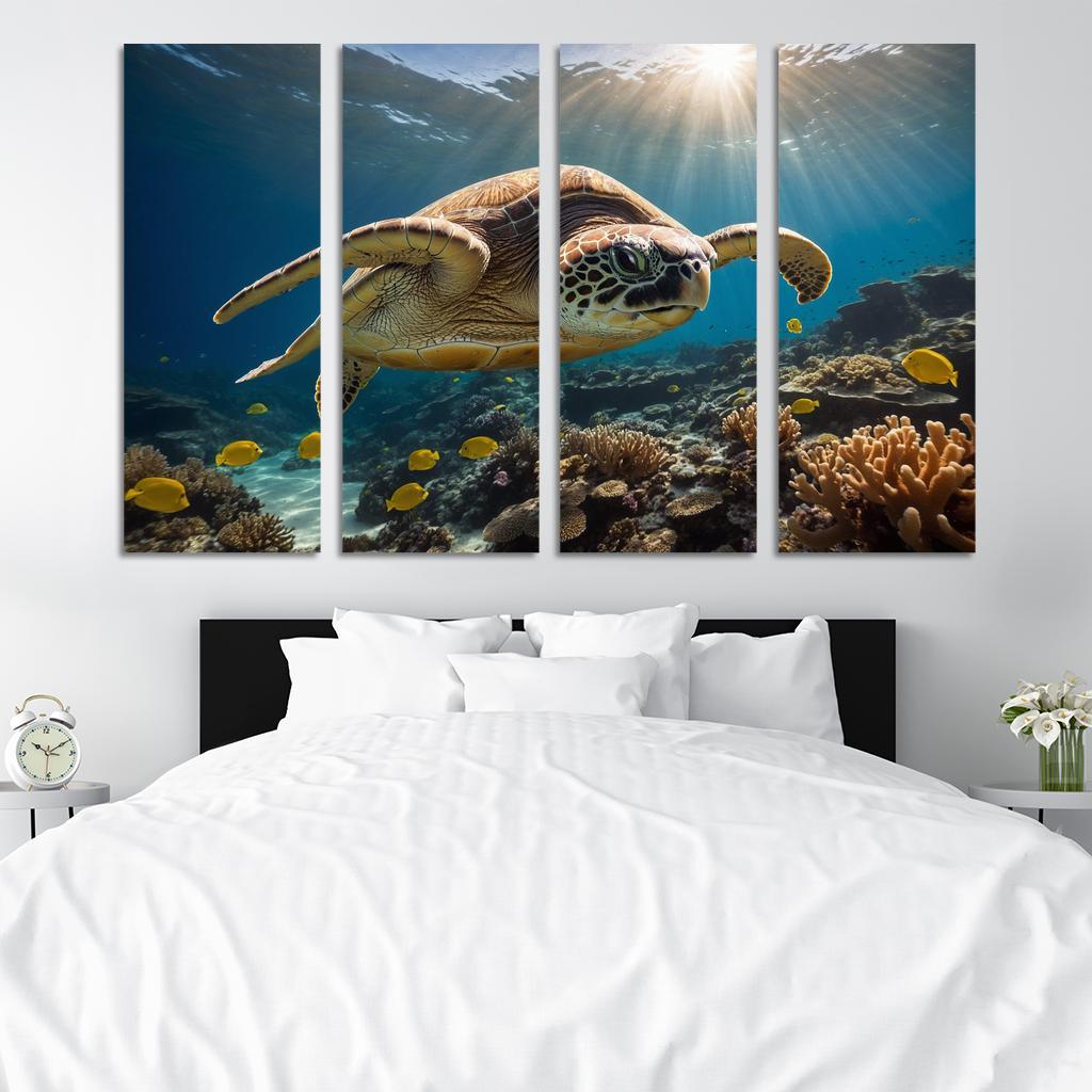 The Fascinating Great Barrier Reef Turtle Ancient Navigator Oil Paintings Frame