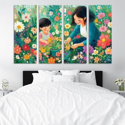The Blooming Path A Mothers Nurturing Journey Canvas Paintings Frame