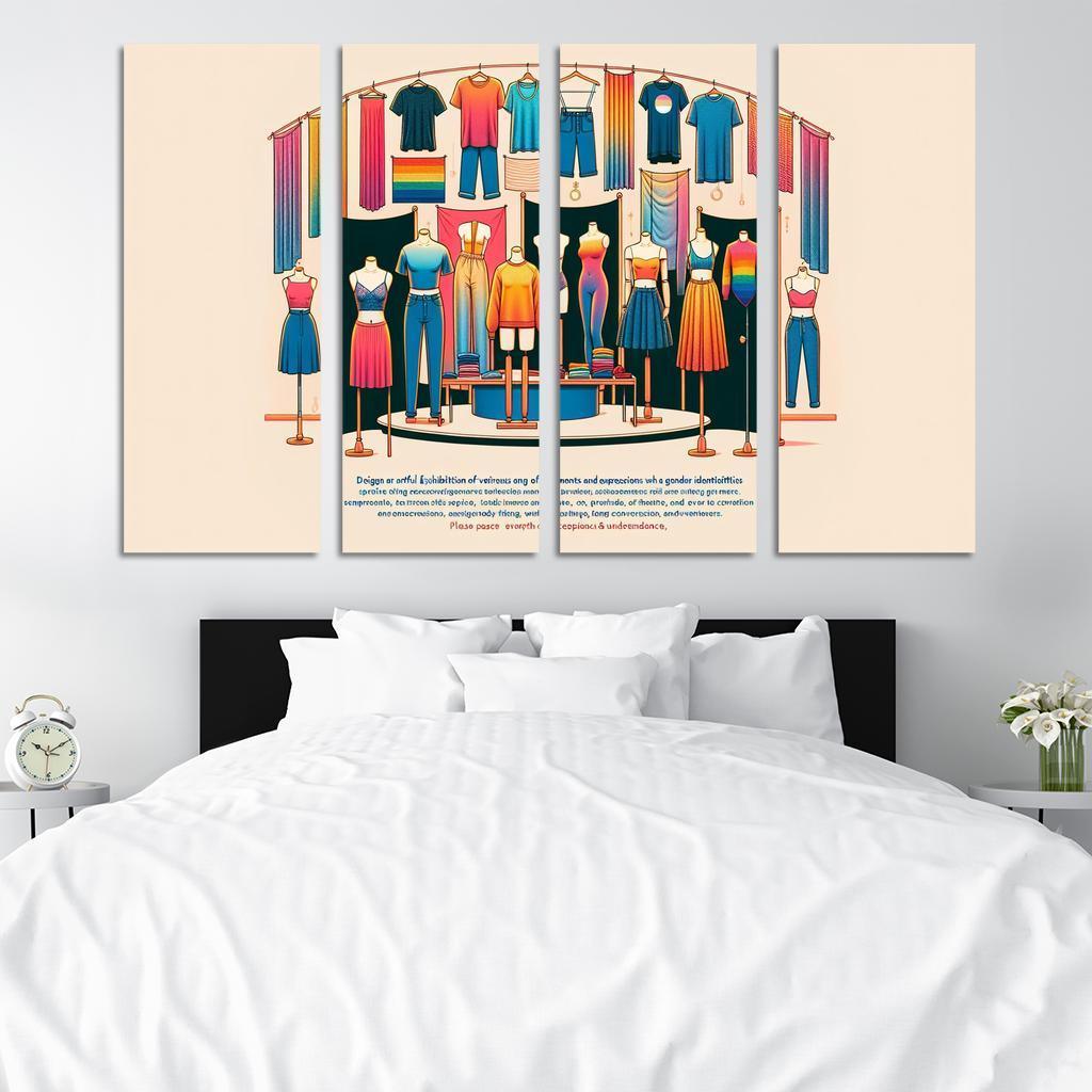 Threads of Identity Navigating Gender and Expression 4 Piece HD Modern Canvas Panels-Original Frame