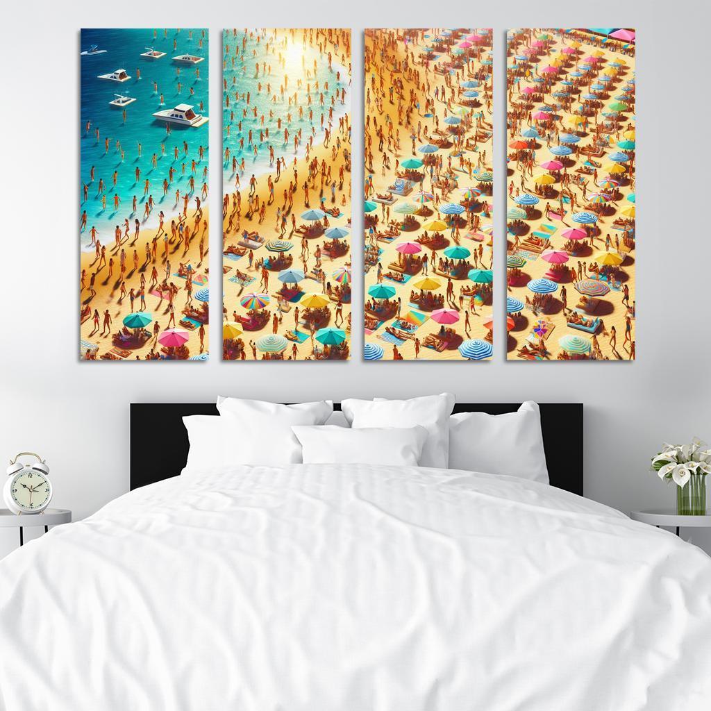 Sunny Isle Vibrant Beach Party Hub Premium Artwork Frames