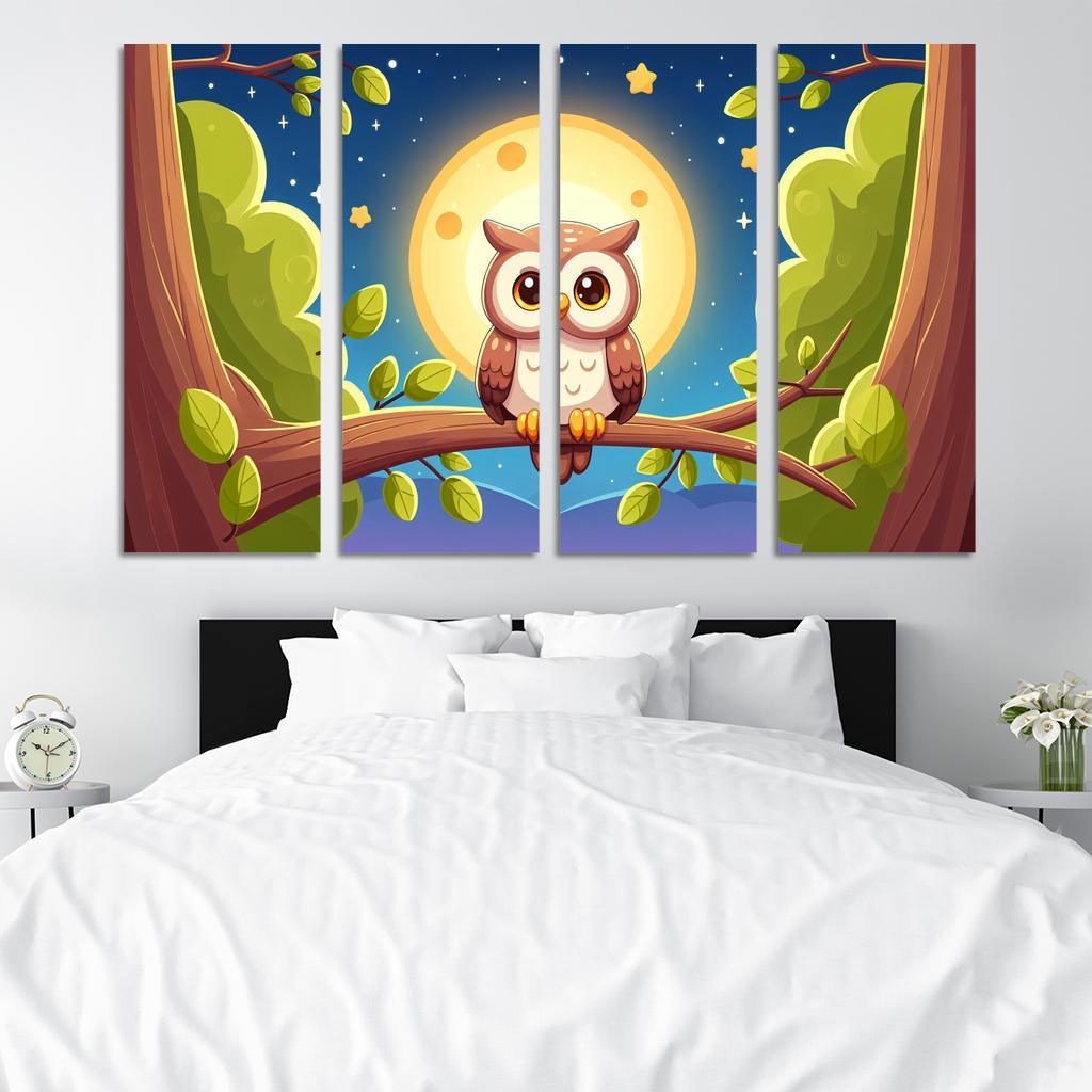 Adventure Owl 4 Piece HD Modern Canvas Panels-Original Frame