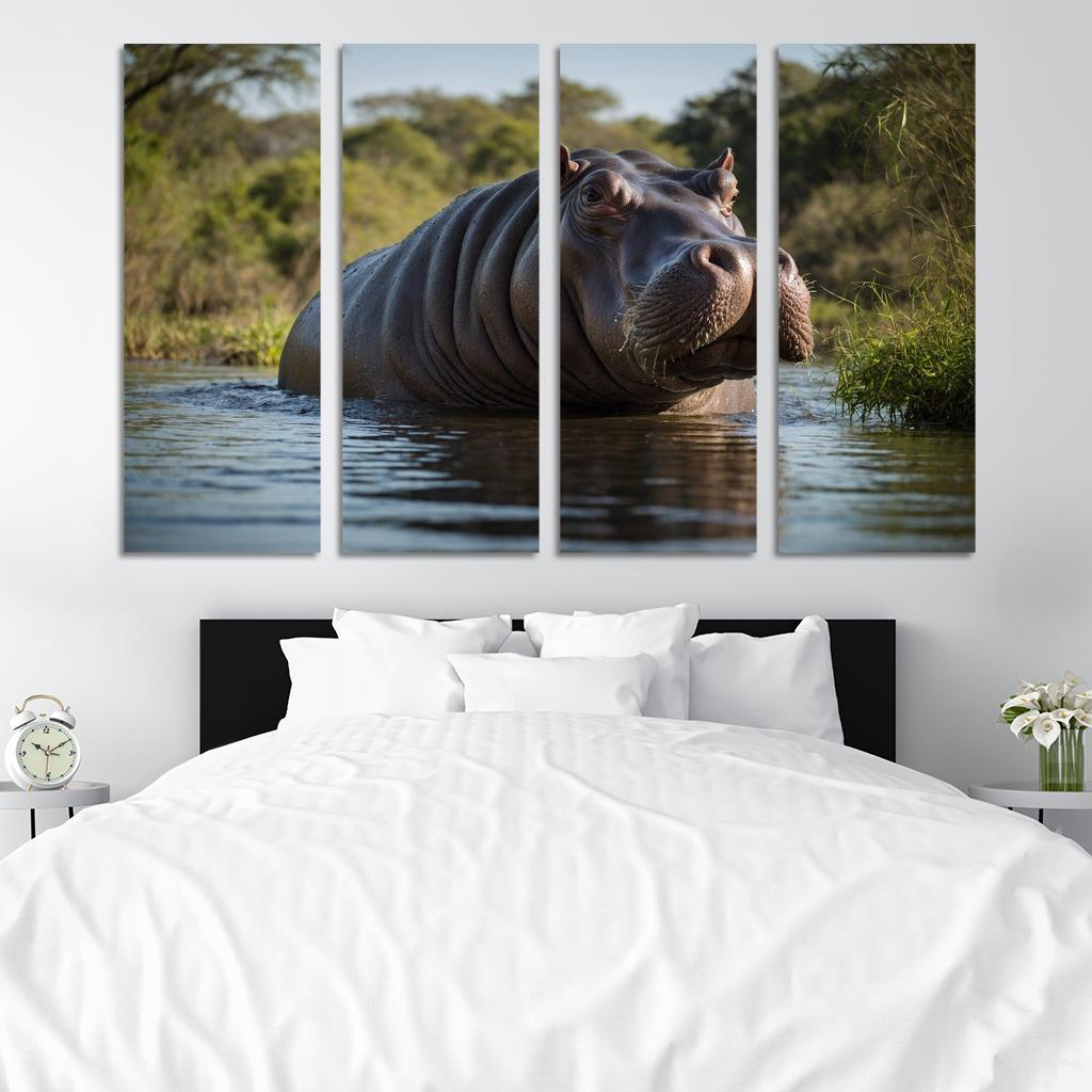 The Imposing Hippo The River Giant Custom Paintings Frame