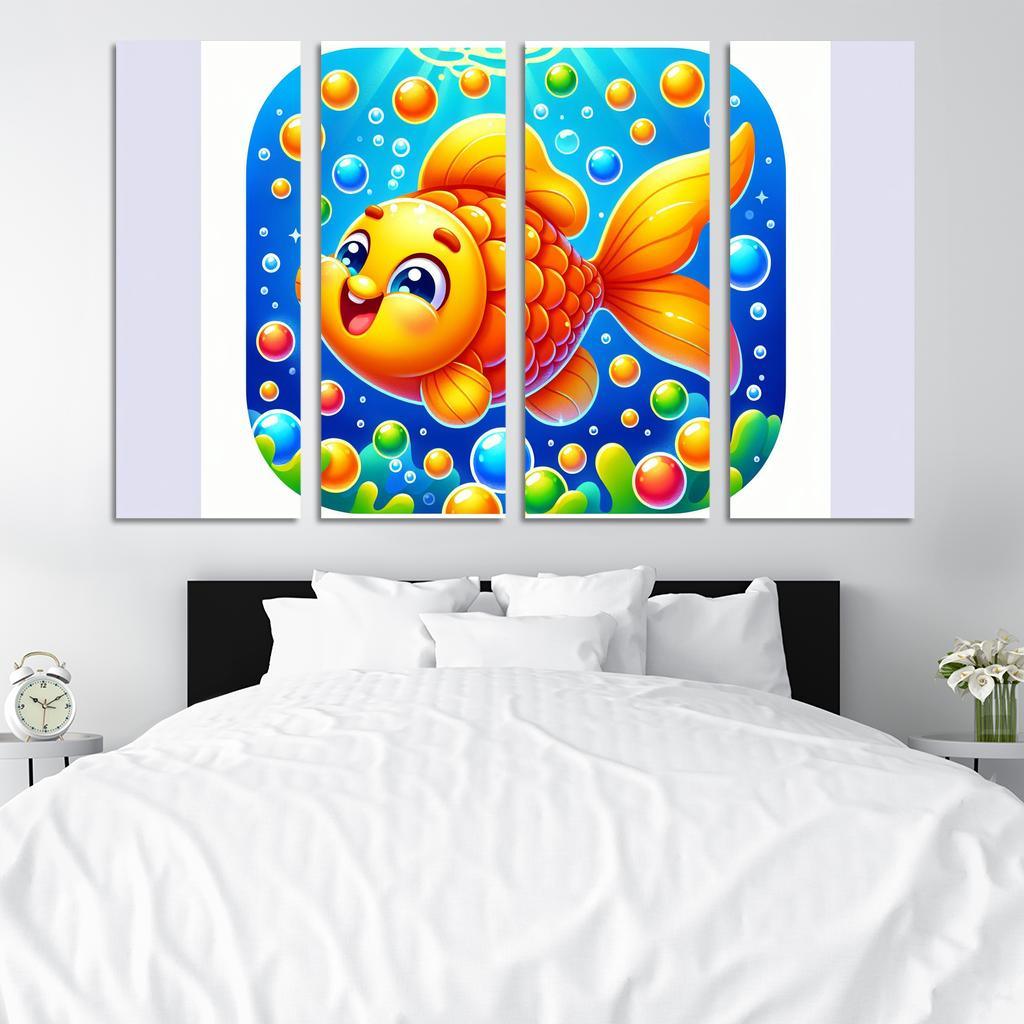 Bubbly Goldfish Modern Paintings Frame