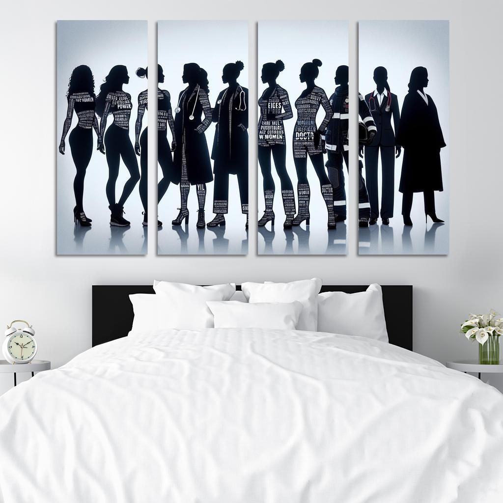 Voices of Change Empowering Women through Art 4 Piece HD Modern Canvas Panels-Original Frame