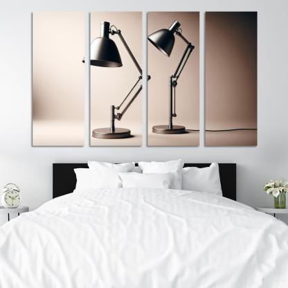 Contemporary Floor Lamp with Adjustable Shade 4 Piece HD Modern Canvas Panels-Original Frame