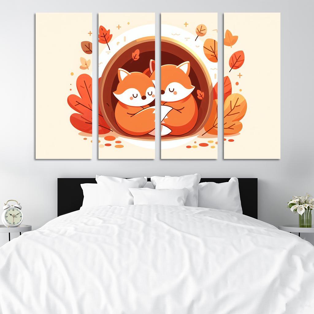 Friendly Foxes - Cozy Companions Framed Paintings