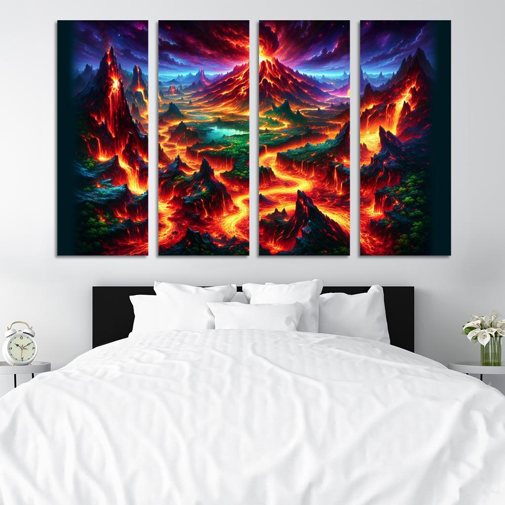The Ember Nexus 4 Piece HD Modern Canvas Panels-Original Frame