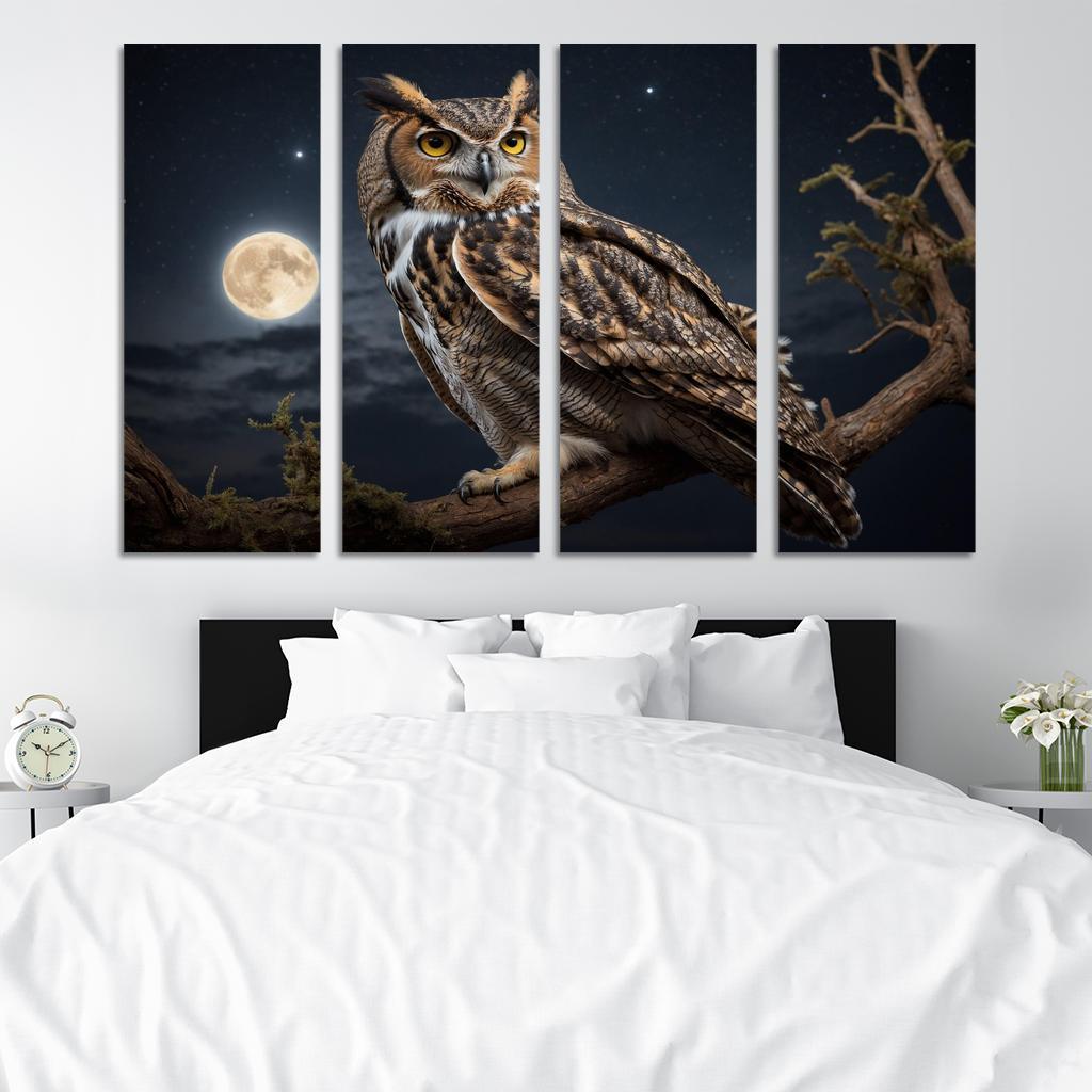 The Elegant Great Horned Owl Night's Hunter Premium Artwork Frames