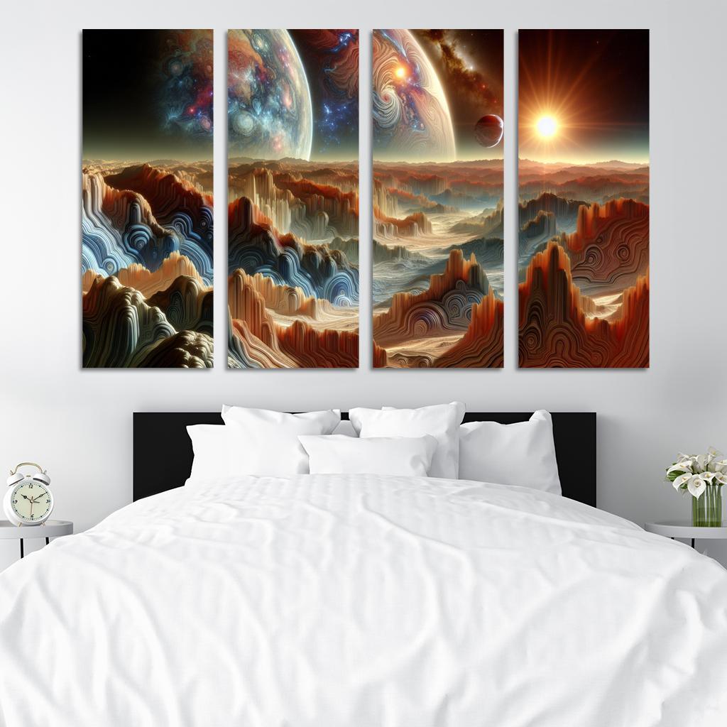 The Exploration of Exoplanets 4 Piece HD Modern Canvas Panels-Original Frame