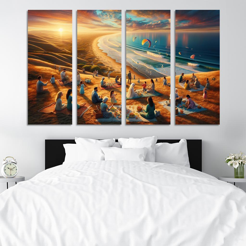Bayside Retreat Scenic Picnic Spot Multi-panel Paintings