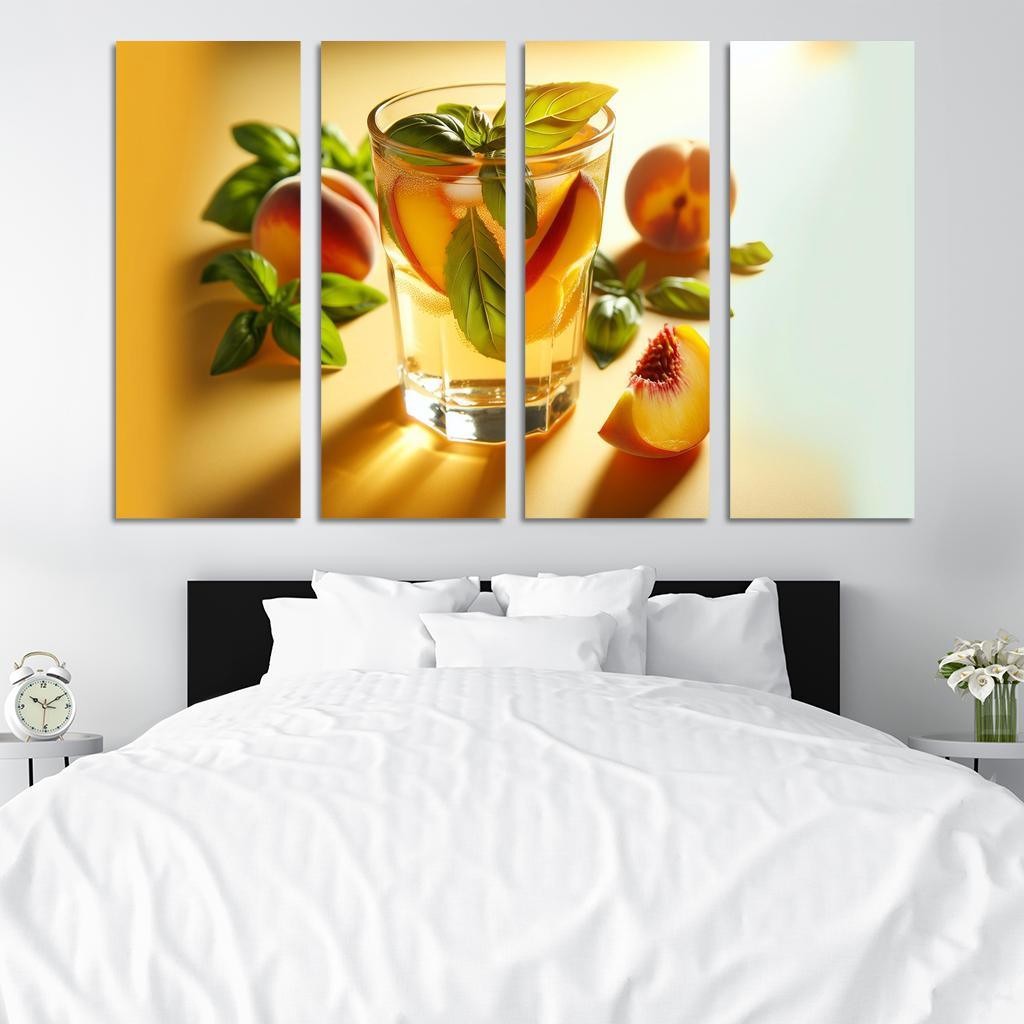 Peach Basil Infused Lemonade 4 Piece HD Modern Canvas Panels-Original Frame