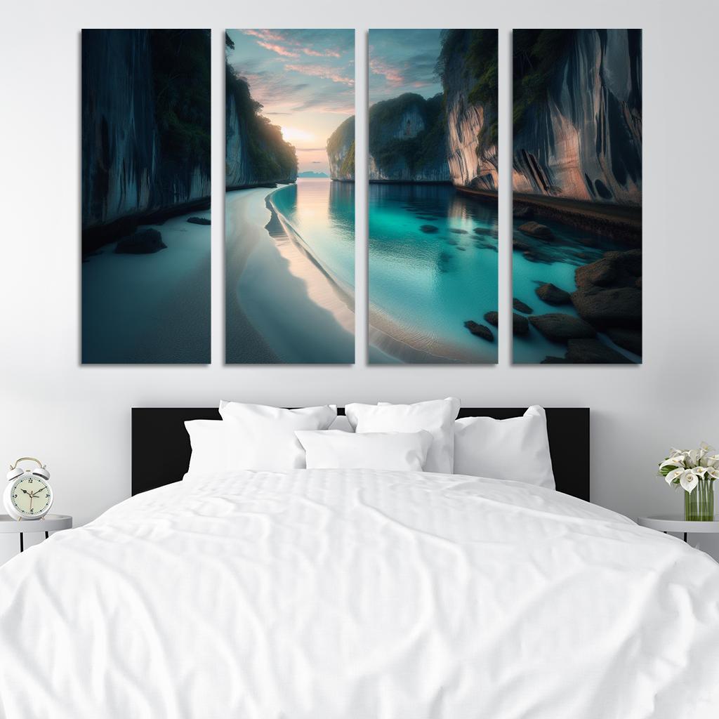 Silver Beach Escape Modern Paintings Frame
