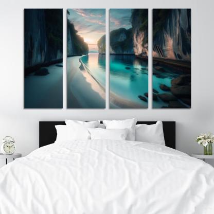 Silver Beach Escape Modern Paintings Frame