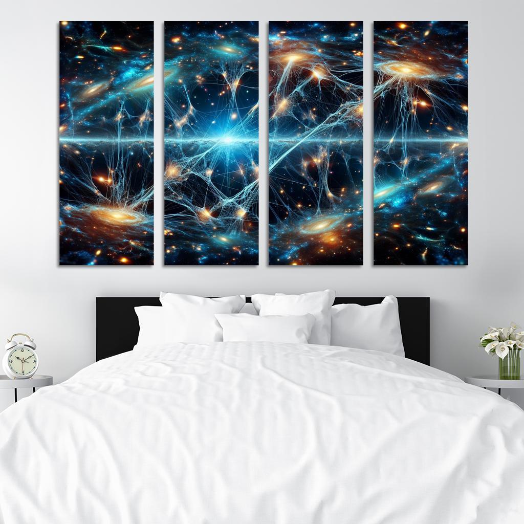 The Unveiling of the Cosmic Web 4 Piece HD Modern Canvas Panels-Original Frame