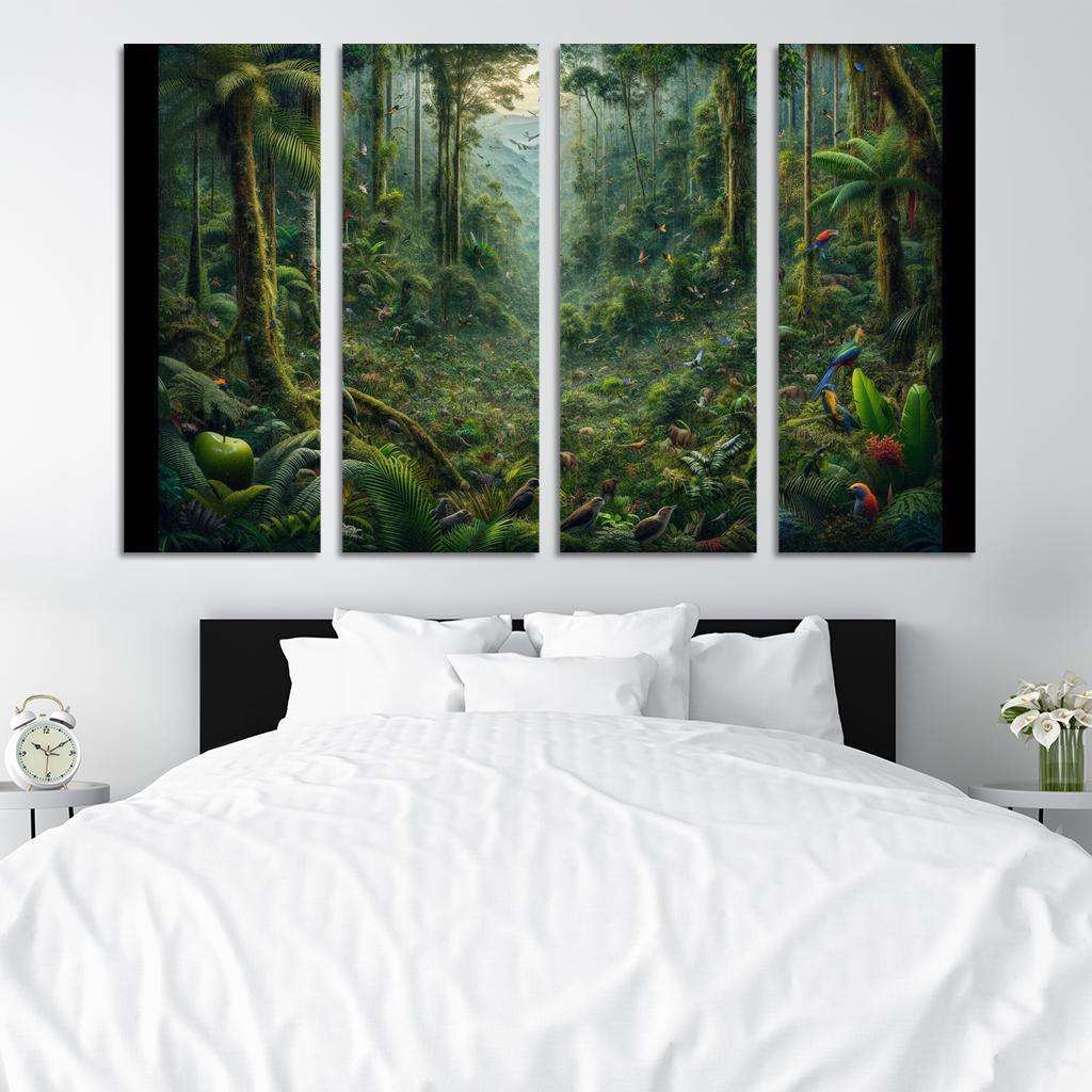 Nature's Call Celebrating Biodiversity through Art 4 Piece HD Modern Canvas Panels-Original Frame