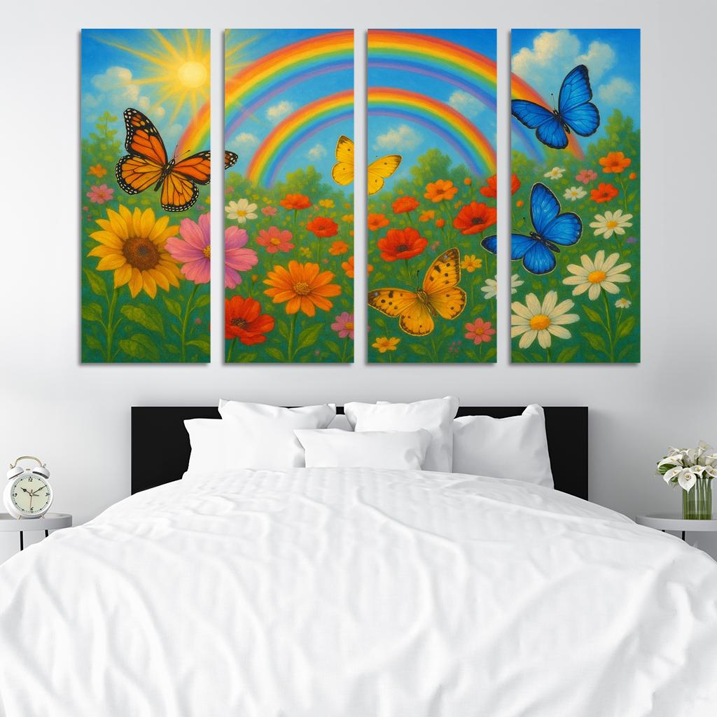 Rainbow Garden - Magical Nature Scene Framed Paintings